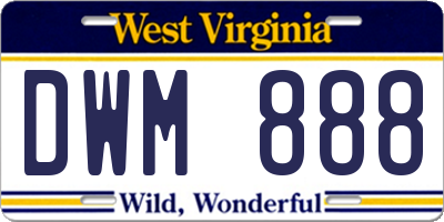 WV license plate DWM888
