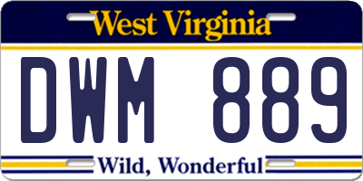 WV license plate DWM889