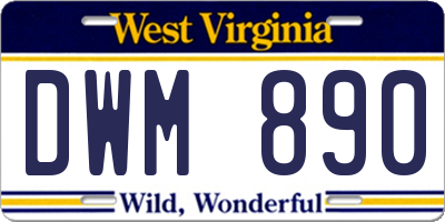 WV license plate DWM890