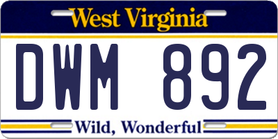 WV license plate DWM892
