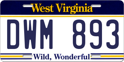 WV license plate DWM893