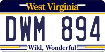 WV license plate DWM894