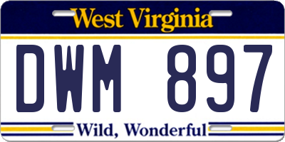 WV license plate DWM897