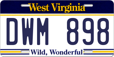 WV license plate DWM898
