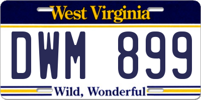 WV license plate DWM899