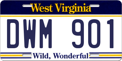 WV license plate DWM901