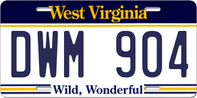 WV license plate DWM904