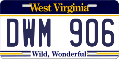 WV license plate DWM906