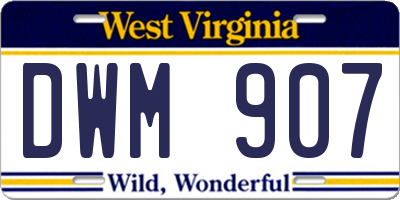 WV license plate DWM907