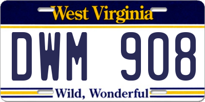 WV license plate DWM908