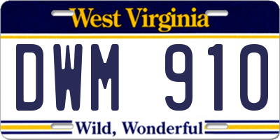 WV license plate DWM910