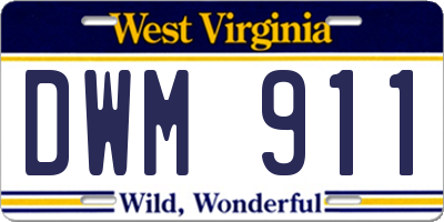 WV license plate DWM911