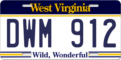WV license plate DWM912