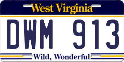 WV license plate DWM913
