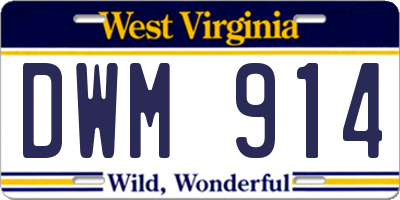 WV license plate DWM914