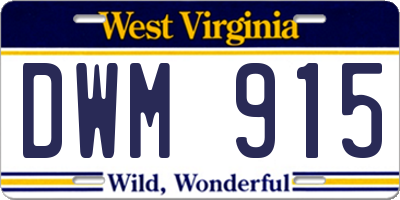 WV license plate DWM915