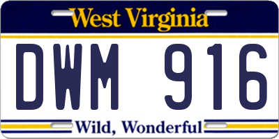 WV license plate DWM916