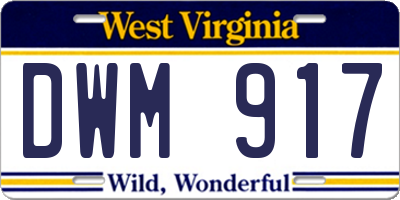 WV license plate DWM917