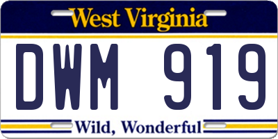 WV license plate DWM919