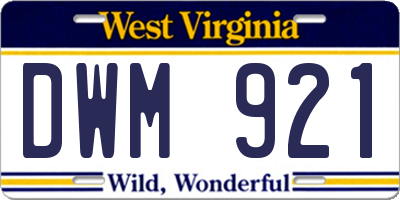 WV license plate DWM921