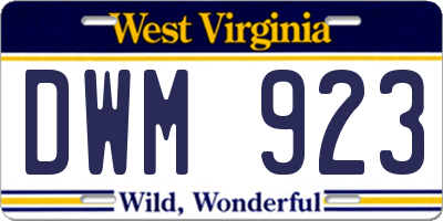 WV license plate DWM923