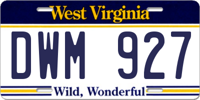 WV license plate DWM927