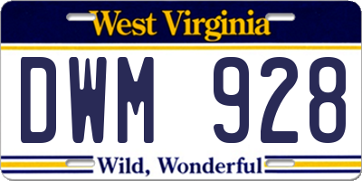 WV license plate DWM928