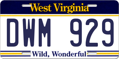 WV license plate DWM929