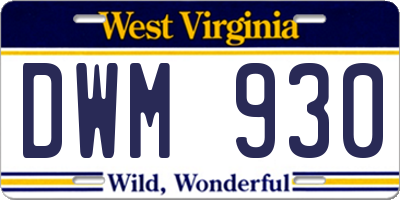 WV license plate DWM930
