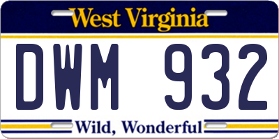 WV license plate DWM932