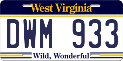 WV license plate DWM933
