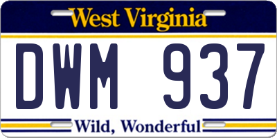 WV license plate DWM937