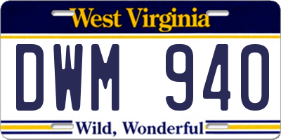WV license plate DWM940