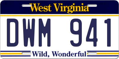 WV license plate DWM941