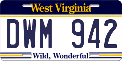 WV license plate DWM942