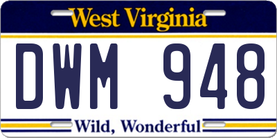 WV license plate DWM948