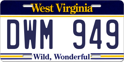 WV license plate DWM949
