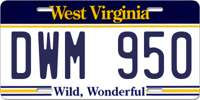 WV license plate DWM950