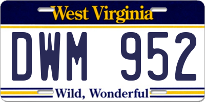 WV license plate DWM952