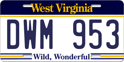 WV license plate DWM953