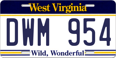 WV license plate DWM954