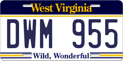 WV license plate DWM955
