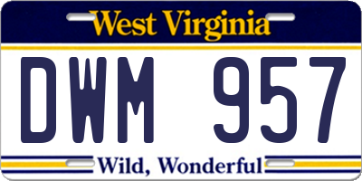 WV license plate DWM957