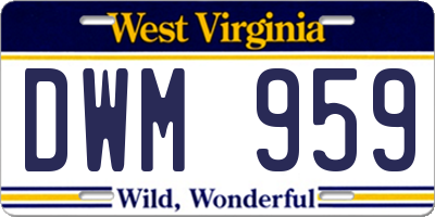 WV license plate DWM959