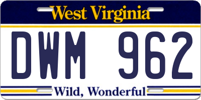 WV license plate DWM962