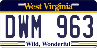 WV license plate DWM963