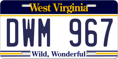 WV license plate DWM967