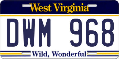 WV license plate DWM968