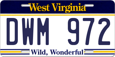 WV license plate DWM972