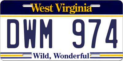 WV license plate DWM974
